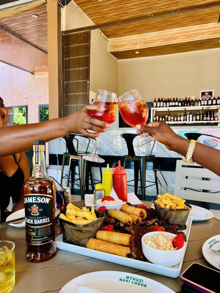 Toasting Drinks and Food at the Cash Bar